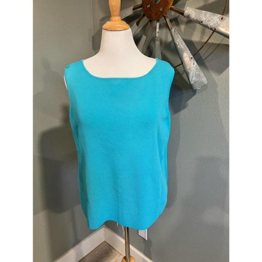 Worthington Bright Teal Knit Sleeveless Blouse